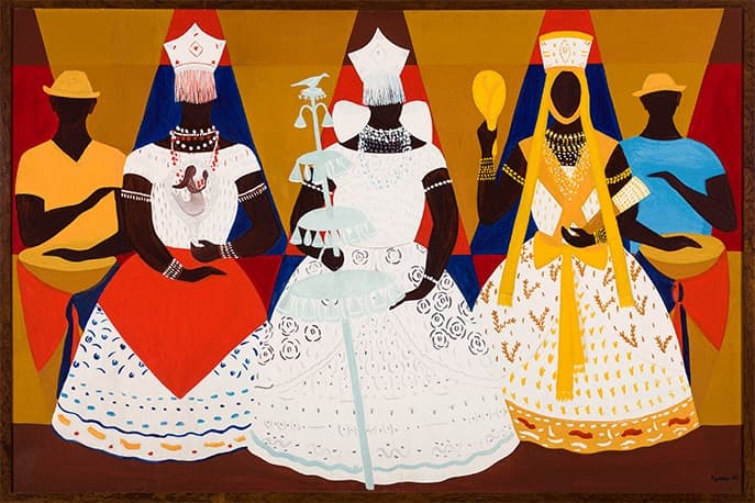 Kunstwerk der brasilianischen Moderne mit feierlich gekleideten Personen