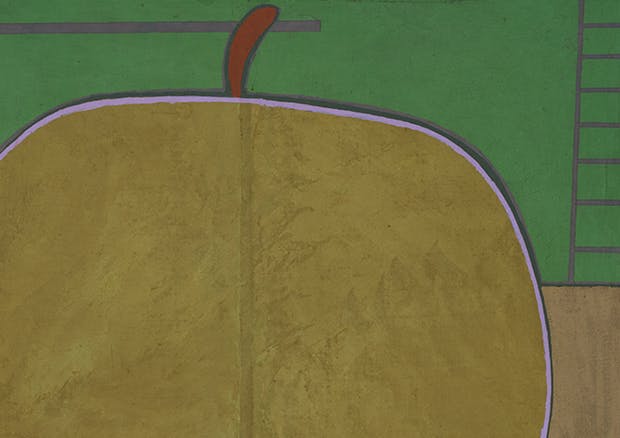 Paul Klee, Prämierter Apfel (Ausschnitt), 1934, 215, Ölfarbe auf Nesseltuch auf Holz, 50,5 × 50,5 cm. Zentrum Paul Klee, Bern, Depositum aus Privatbesitz, Schweiz